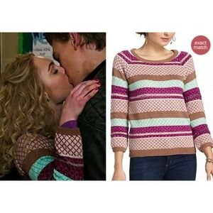 Giuliana Leila Women's Striped Geometric Knit Sweater Small